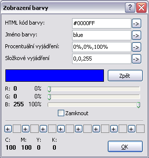 bezpečné barvy (budou na většině zobrazovacích zařízeních zobrazeny shodně), nebo třeba barvy neobsahující modrou či červenou složku.