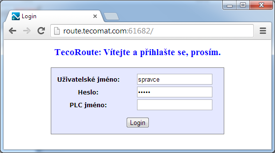 5.2 Prohlížeče webových stránek Službu TecoRoute lze využít také v případě, kdy je třeba přistoupit na web stránky uložené v PLC z prohlížeče.