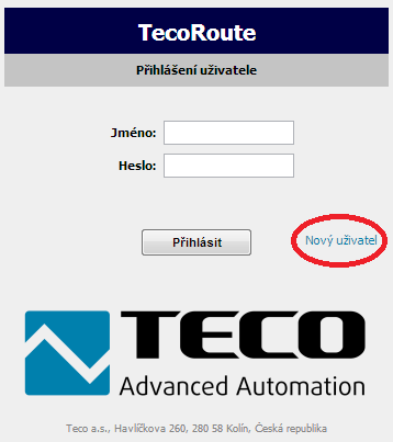 2 ZALOŽENÍ ÚČTU PRO SLUŽBU TECOROUTE Podmínkou pro využití služby TecoRoute je účet založený přes portál http://tecoroute.geostore.cz/portal/ (nezabezpečené připojení) nebo https://tecoroute.geostore.cz/portal/ (zabezpečené připojení).