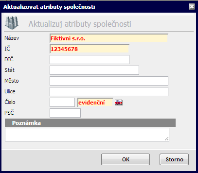 V detailech je možno zobrazit: detail společnosti omezení účtu společnosti uživatele 3.1 Úprava údajů o společnosti Správce účtu společnosti může v případě potřeby upravovat informace o společnosti.