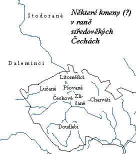 f) Situace v Čechách a kníže Bořivoj z rodu Přemyslovců Nyní zaměřme svou pozornost rovněž na západní část Českých zemí, tedy přímo na Čechy.