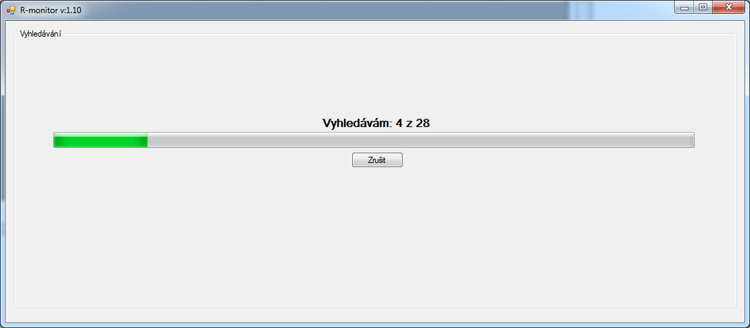 Obrázek 31 okno monitorovacího programu při vyhledávání (Zdroj: Autor) 8.3.3. Akceptační testování přírůstku u třetí strany Monitorovací program jsem nasadil k akceptačnímu testování u třetí strany.