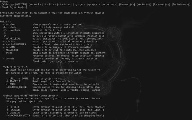 200 Cross-Site Scripting v praxi XSSer Dalším z plně automatických nástrojů, tentokrát pro příkazový řádek, který vyžaduje interpret jazyka Python je XSSer 1.