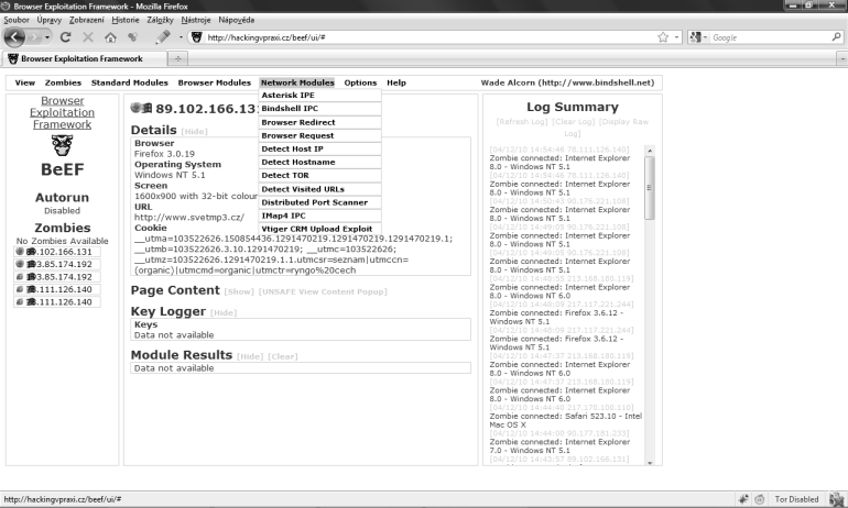 Útoky XSS 243 Dnes už je k dispozici mnoho různých nástrojů, které se odlišují hlavně množstvím dostupných funkcí nebo platformou, na které běží serverová část.