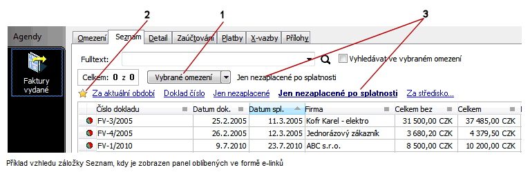 - 12 - Finance, účetnictví, daně a legislativa v IS (12) - Seznam podmínek omezení - tj. seznam omezujících prvků, vč.