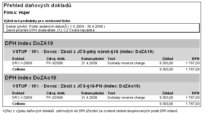 - 62 - Finance, účetnictví, daně a legislativa v IS Zvolíme tiskovou sestavu Přehled daňových dokladů: Podrobněji viz help. kap. DPH reporty. TEST: 1.