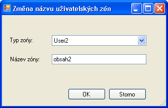 Obrázek 6: Změna názvu zón Obrazovka pro editaci bloků nám dále umožňuje volit jazyk textu bloku, jeho umístění na stránce, a zda se jedná o pokračování.