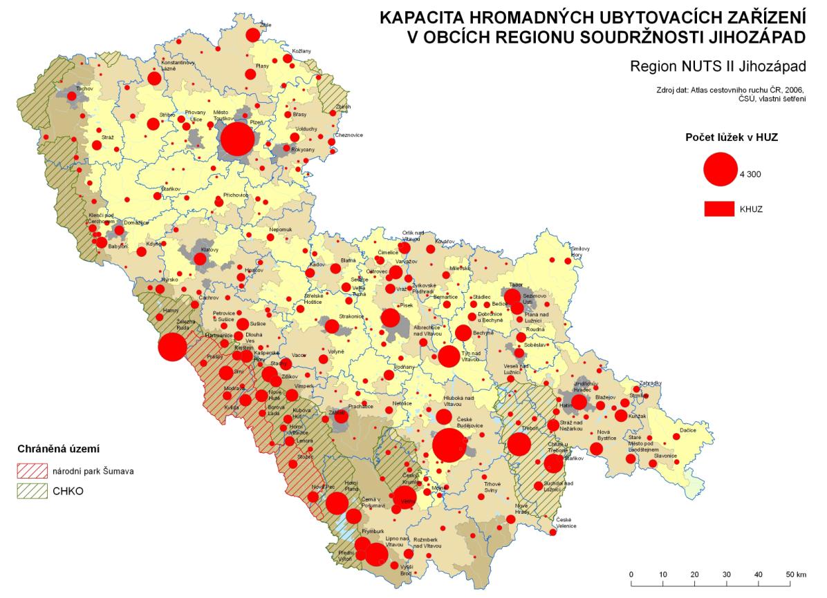 Obr. 11: Kapacity hromadných ubytovacích zařízení v ORP regionu