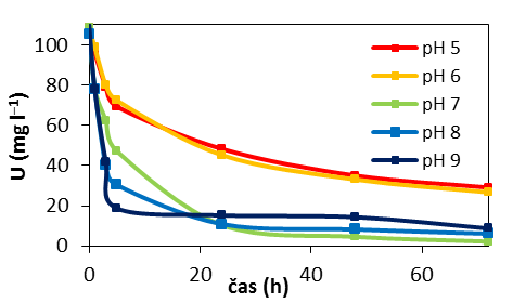 Obr. 1: 0. Sorpční cyklus anexů D, E, F, G Obr. 2: Desorpce uranu Výsledky vsádkových experimentů jsou patrné z Obr. 3 a 4.