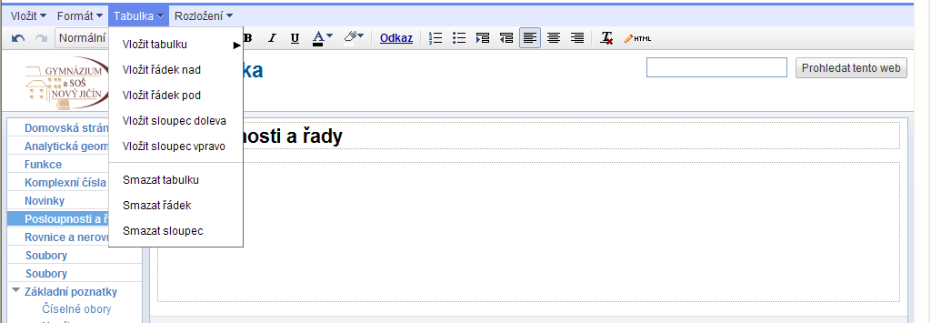 Obrázek 13: Formátování písma 3.5.3 Nabídka Tabulka obrázek 14.