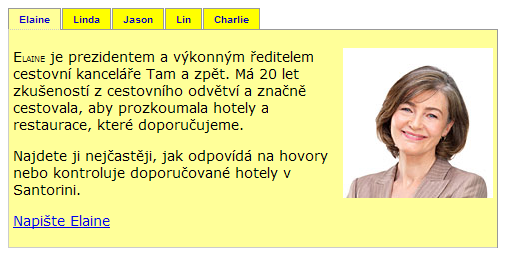 Všimněte si, že jakmile se vykreslí první stránka v Živém zobrazení nebo v prohlížeči, otevře se Záložka 1. Spry panely se záložkami vlastně z technického hlediska nejsou žádnou navigací.