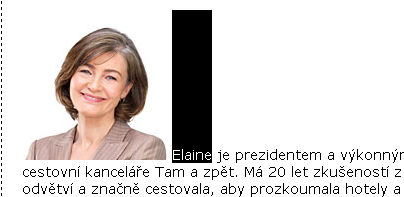 V odstavci o Elaine vyberte tažením myši slovo Elaine. Jméno a oblast nad slovem se zvýrazní.