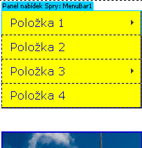 3. V kategorii Spry v panelu Vložit klepněte na ikonu Spry pruh