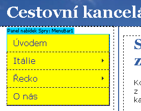 10. Vyberte položku Položka 3.2". Do pole Text napište Naxos a níže do pole Odkaz vložte místo znaku mřížky naxos.html. Vymažte položku Položka 3.