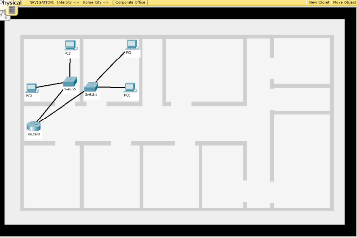 Prostředí aplikace Cisco Packet Tracer 10 propojíme router se switchem. Switch obsahuje dle své funkčnosti větší množství eternetových portŧ.