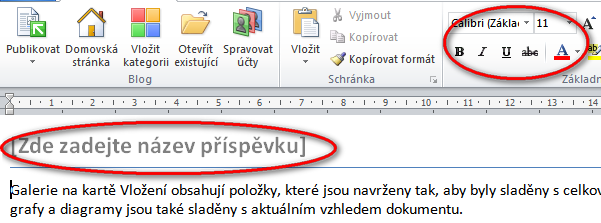 c) V dalším kroku zaregistrujte do Wordu svůj wordpress účet: d) Jako poskytovatele blogu vyberte WordPress a pak tlačítko