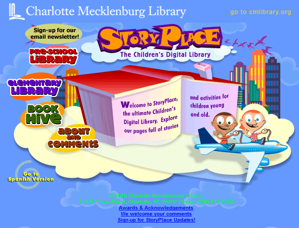 4.3.4. Story Place Story Place je projekt Charlotte Mecklenburg Library. Jako jediná z prezentací, které představuji, pochází z oblasti mimo Evropu, konkrétně z USA.