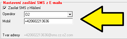 Nastavení zasílání SMS o novém hlášení Nejrychlejší nastavení SMS 1) V menu Stroje/ Číselníky/ Typy hlášení zaškrtneme SMS 2) V menu Servis/ Nastavení zasílání SMS z E-mailu přes SMTP server