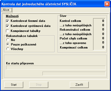 Další funkce 149 Kontrola (rekonstrukce) dat Vzhledem k tomu, že pracujete s počítačem, který je velmi náchylný k chybám většinou se jedná o chyby, za které málokdo může (např.