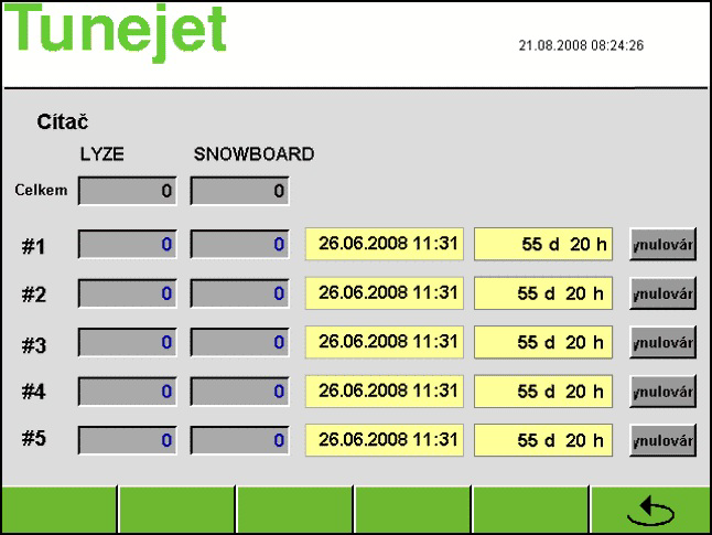 Čitač lyží/snowboardů 10 Čitač lyží/snowboardů Po stisknutí tlačítka "MENU" na hlavní obrazovce Easy Go Edit nebo Professional se otevře okno menu.