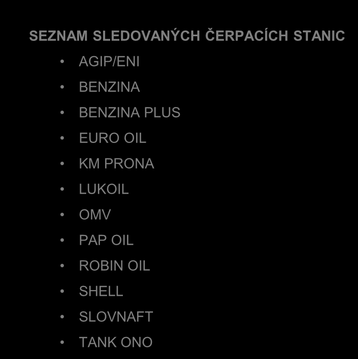 2 PROFILY ČERPACÍCH STANIC SEZNAM SLEDOVANÝCH ČERPACÍCH STANIC AGIP/ENI BENZINA