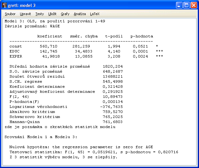 3.3 Testování parametrů modelu 33