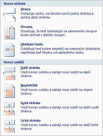 Obrázek 63 Obrázek 64 Podrobné nastavení okrajů stránky, velikosti papíru a rozvržení. Žáci během cvičení vyzkouší různé možnosti nastavení okrajů.