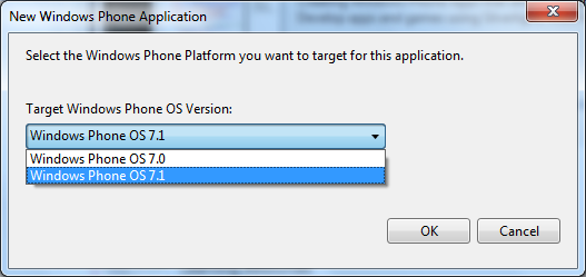 Obrázek č. 11 Výběr cílové verze systému. Po zvolení verze systému se nám otevře nově vytvořený projekt a před námi je otevřen soubor MainPage.xaml. V tomto souboru si připravíme celý vzhled aplikace.