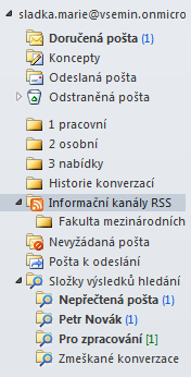 Kapitola 3: Exchange 148 Hledání Složky pošty Zásady zpracování pošty Kontaktů bývá velké množství. Hledání usnadňuje pole Hledání v pravém horním rohu zobrazení kontaktů.