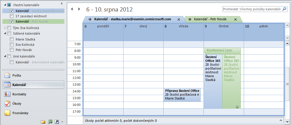 Kapitola 3: Exchange 161 Překryv kalendářů V dialogovém okně Delegáti zaškrtne ve spodní části pro pole Doručovat žádosti o schůzky, kterou jsou adresovány mně, a odpovědi na žádosti o schůzky,