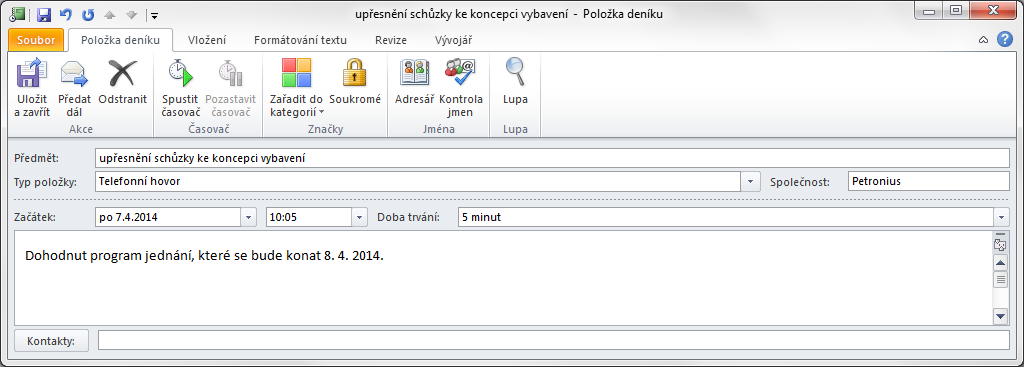 Kapitola 3: Exchange 167 Pro zobrazení poznámek je vhodné zapnout podokno čtení. V kartě ZOBRAZENÍ ve skupině Rozložení klepneme do tlačítka Podokno čtení a vybereme příkaz DOLE.