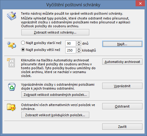 3 Kalendář 38 V dialogovém okně Možnosti aplikace Outlook v kartě UPŘESNIT v sekci AUTOMATICKÁ ARCHIVACE klikneme do tlačítka Nastavení automatické archivace.