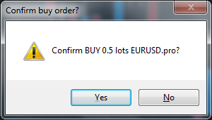 3. Mini terminal (Xtrade Mini Terminal) Tento nástroj lze implementovat do libovolného okna grafu, za předpokladu, že máte povoleno Umožnit obchodování ve vlastnostech strategie. 3.