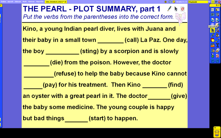 Str. 8 - Ukázka z románu Perla 9 9 Tato stránka je spíše informativní, po klinutí na obrazovku se dostaneme na internetovou stránku s trailerem