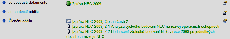 Obrázek 53 Setřídění členů dokumentu pomocí sloupce Sort Obrázek 54 Členění oddílu na obsahové uzly