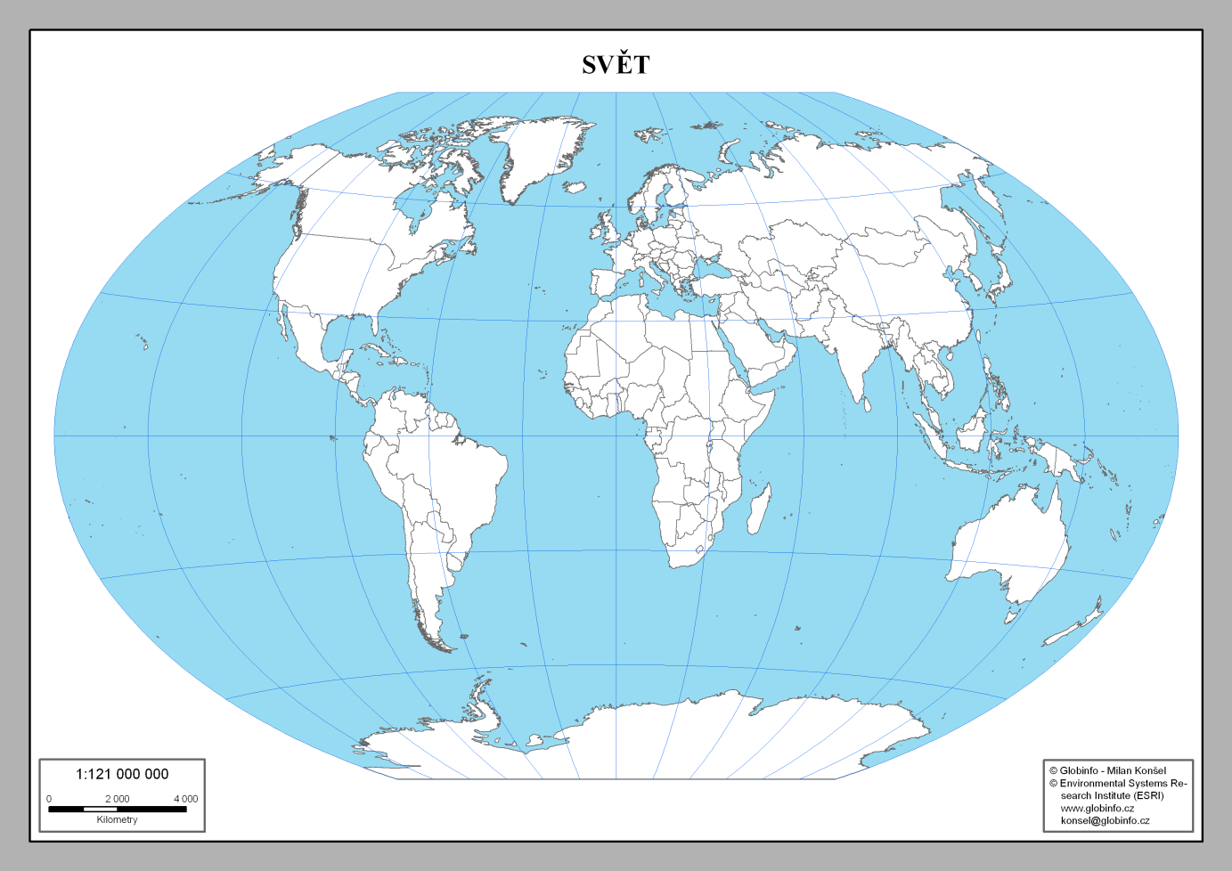 Č E S K Á R E P U B L I K A, E v r o p a, s v ě t Úkol č. 3: Do slepé mapy zakresli velmoci (červeně), vyspělé státy (zeleně) a rozvojové země (oranžově): 3.