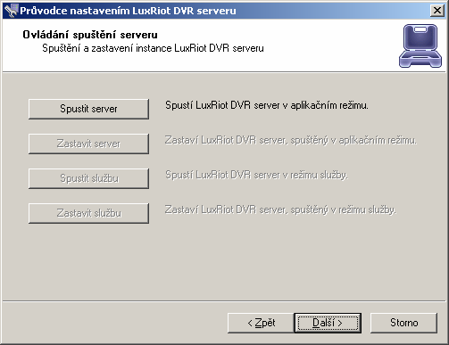 Aplikační režim DVR server bude spuštěn jako běžná aplikace, tzn. k počítači musí být přihlášen nějaký uživatel a aplikace bude dědit práva toho uživatele, který DVR server spouští.