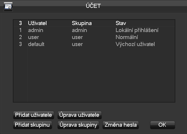 4.4.5. Správa uživatelů Jména uživatelů a názvy skupin mohou být dlouhá 1 až 6 znaků. Platnými znaky jsou písmena, číslice a některé symboly podtržítko, pomlčka a tečka.