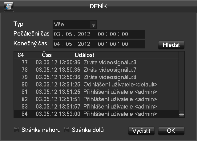 4.7. Údržba 4.7.1. Deník [Deník] Zobrazení systémového logu.