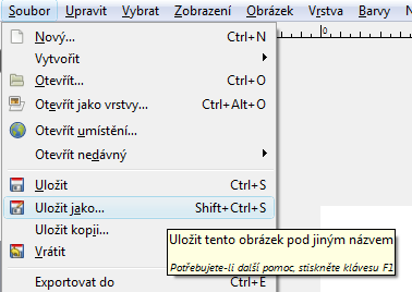 Velmi důležité je nově vytvořený obrázek ihned uložit. Vždy se může stát, že nám aplikace tzv. spadne, přestane fungovat a naše práce může být ztracená.