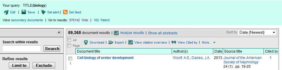 Databáze Scopus Jak již bylo uvedeno, databáze Scopus je podobně jako Web of Science jedna z největších světových citačních databází, která čerpá data z cca 19 000 titulů časopisů a jiných druhů