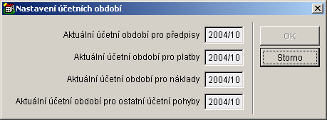 Nastavení účetního období pro ostatní účetní pohyby V souvislosti s ostatními účetními pohyby bylo zavedeno nové samostatně uzavíratelné účetní období.