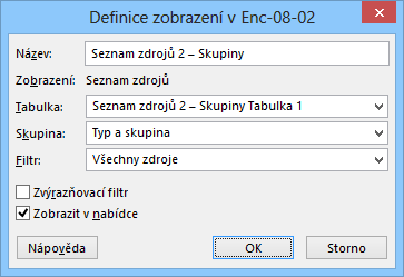 8 Zobrazení 175 Nové zobrazení seskupení (viz kap. 2.3), řazení (viz kap. 2.3), filtr (viz kap. 2.2). Nová zobrazení jsme vytvářeli kopií ze stávajících zobrazení.