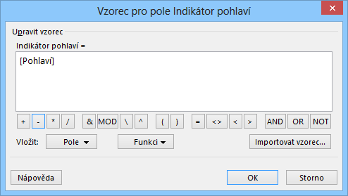 11 Nástroje 211 Pole Indikátor pohlaví Do jednotlivých řádků zapíšeme seznam hodnot, které budou formou seznamu nabízeny při vyplňování sloupce: M a Z.