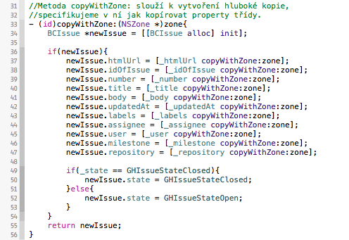Příloha C ukázky kódu ze souboru BCIssue.m V této příloze se nachází ukázky kódu objektu BCIssue, který slouží k reprezentaci úkolu na webové službe GitHub. Obrázek C.