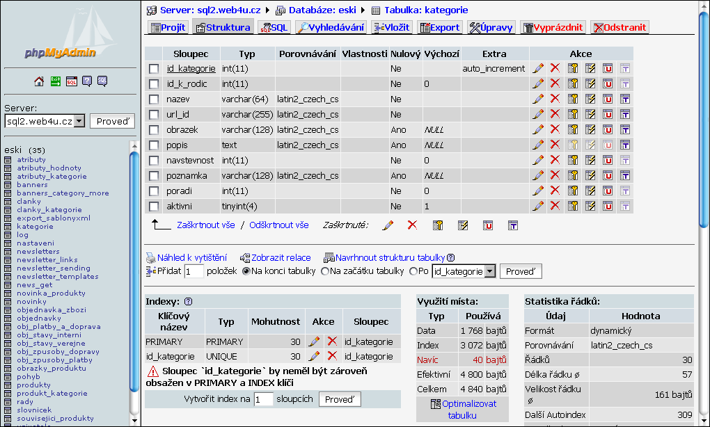 KAPITOLA 4. PŘEHLED DOSTUPNÝCH NÁSTROJŮ 11 Obrázek 4.1: phpmyadmin náhled 4.1.2 phpminadmin phpminadmin ( <http://phpminadmin.sourceforge.net>, verze 1.4.0) je minimalistická webová aplikace českých autorů tvořená právě jedním php skriptem.