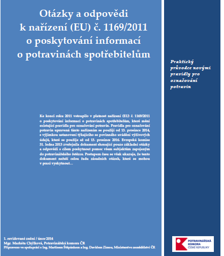 Nařízení EP a Rady (EU) č. 1169/2011 návrh ze dne 30. ledna 2008 [2008/0028(COD)] Evropský parlament 2. čtení skončilo přijetím návrhu Rada formální přijetí 29. září 2011 Úřední věstník EU 22.