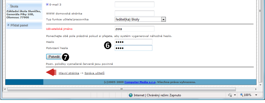 Základní údaje V této části formuláře vyplníme jméno, příjmení, zkratku příjmení, titul, rodné číslo a osobní číslo.