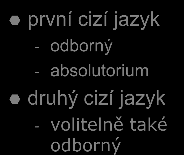 Cizí jazyky 2 cizí jazyky - anglický - německý - francouzský - ruský první