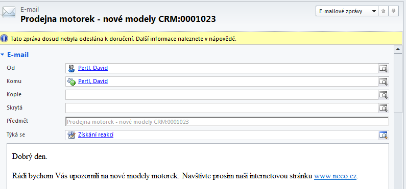 Příloha D 7) Zprávy se rozešlou po určité době (10 minut). Aby byly odeslány, musíte mít zapnutý Microsoft Outlook nebo správně nastavený e-mailový router.